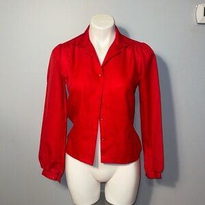 Rio ladies small red blouse with long sleeves. Vintage.